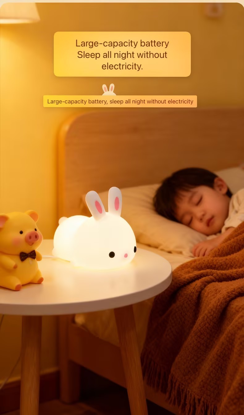 Lámpara nocturna LED de conejito recargable con sensor táctil