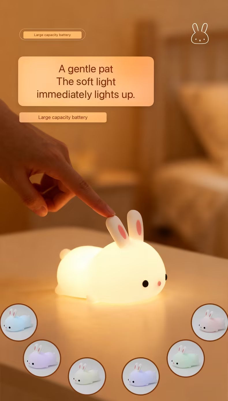 Lámpara nocturna LED de conejito recargable con sensor táctil
