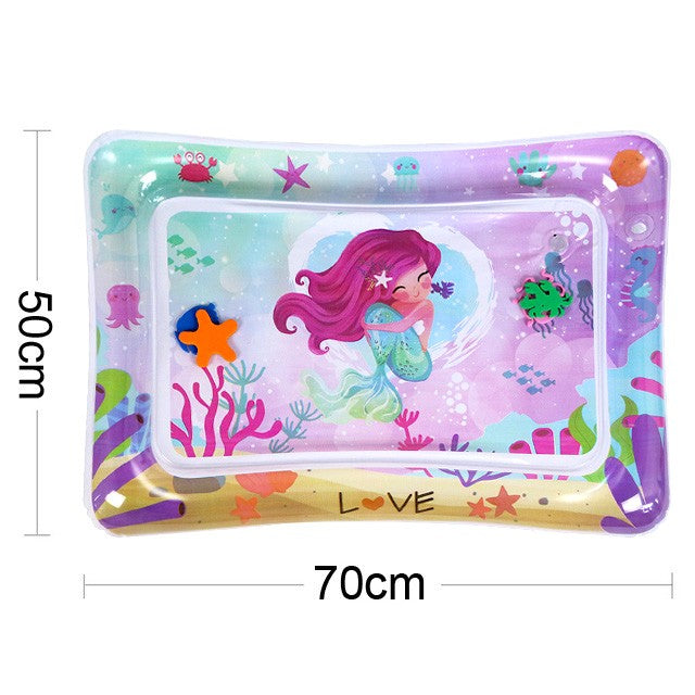 Tapete inflable de agua para estimular el desarrollo sensorial y motor del bebé. Ideal para tummy time, fácil de usar y de limpiar.