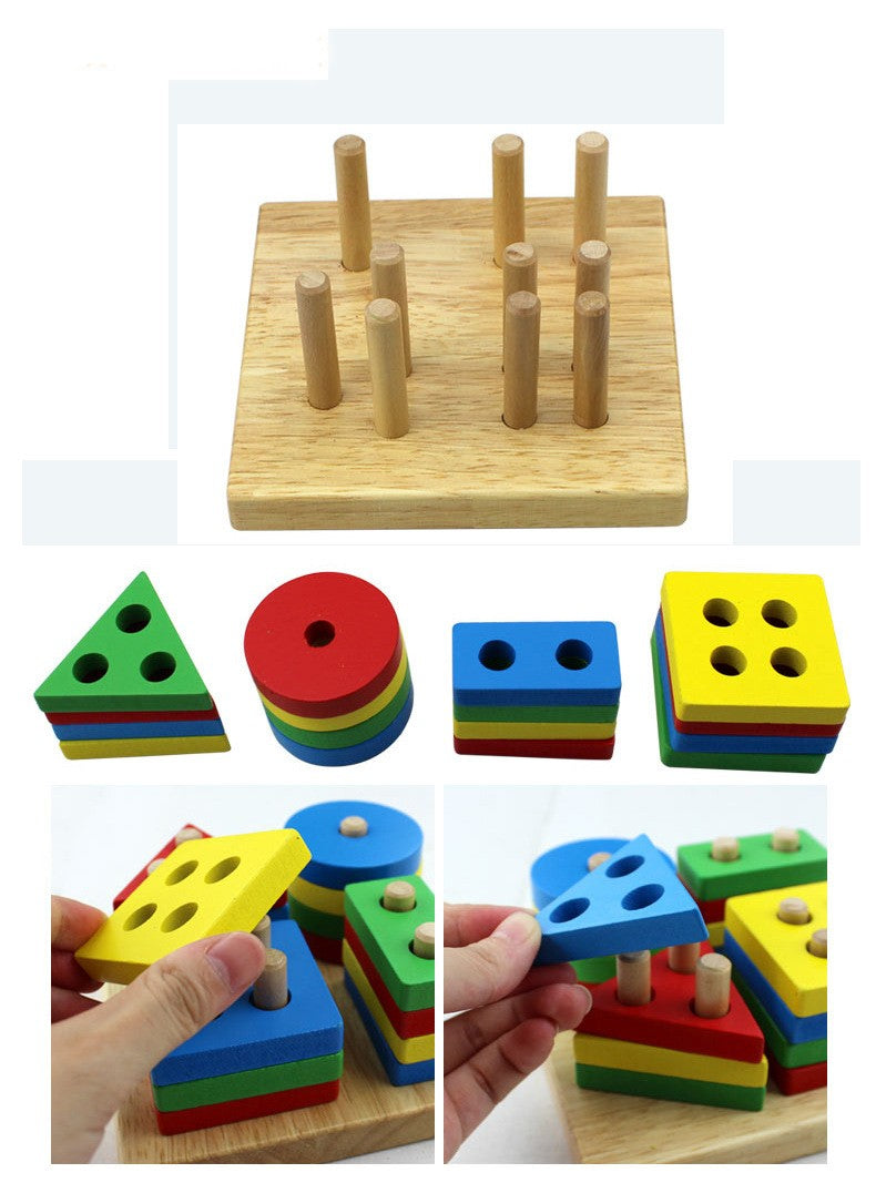 Juguete Montessori, bloques de construcción de madera, juguetes educativos de Ap