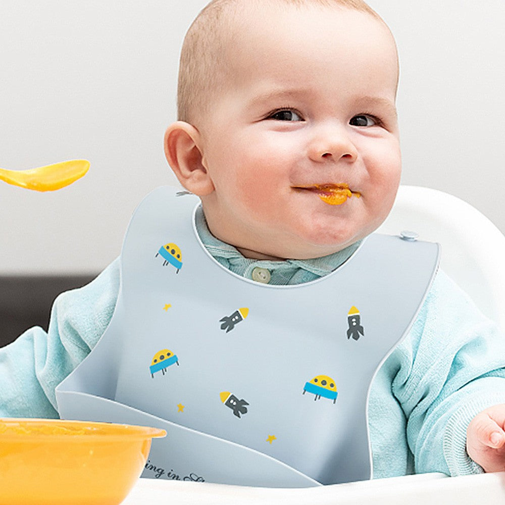 Babero de Silicona Impermeable para Bebé | Ajustable con Bolsillo Atrapa Comida