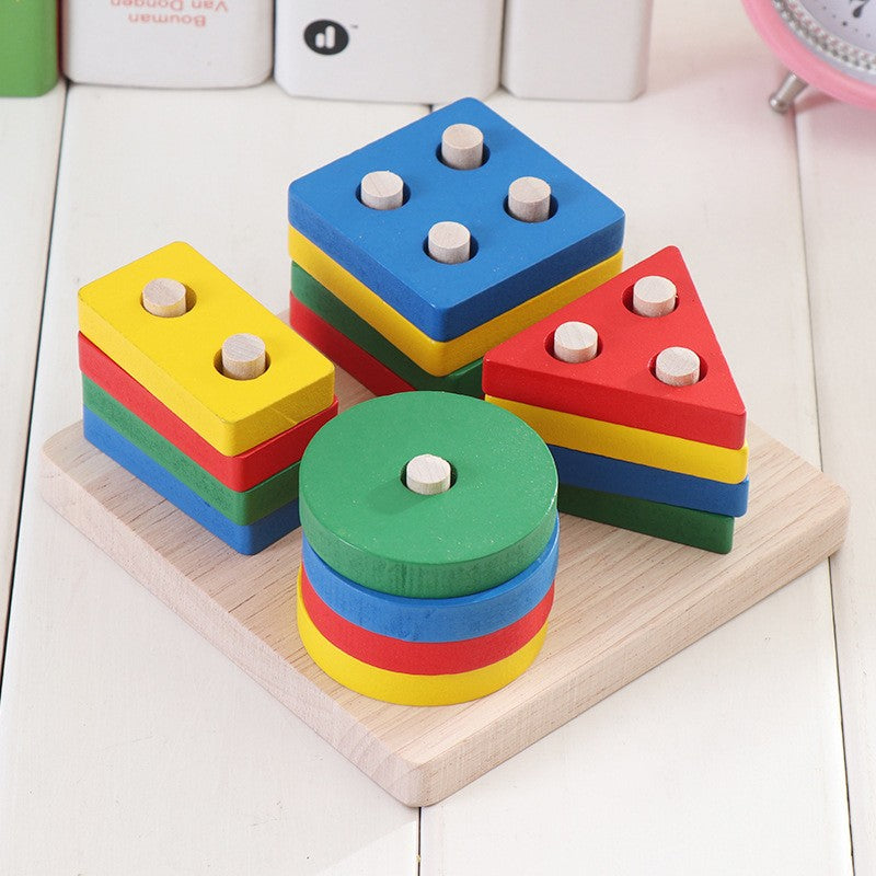 Juguete Montessori, bloques de construcción de madera, juguetes educativos de Ap