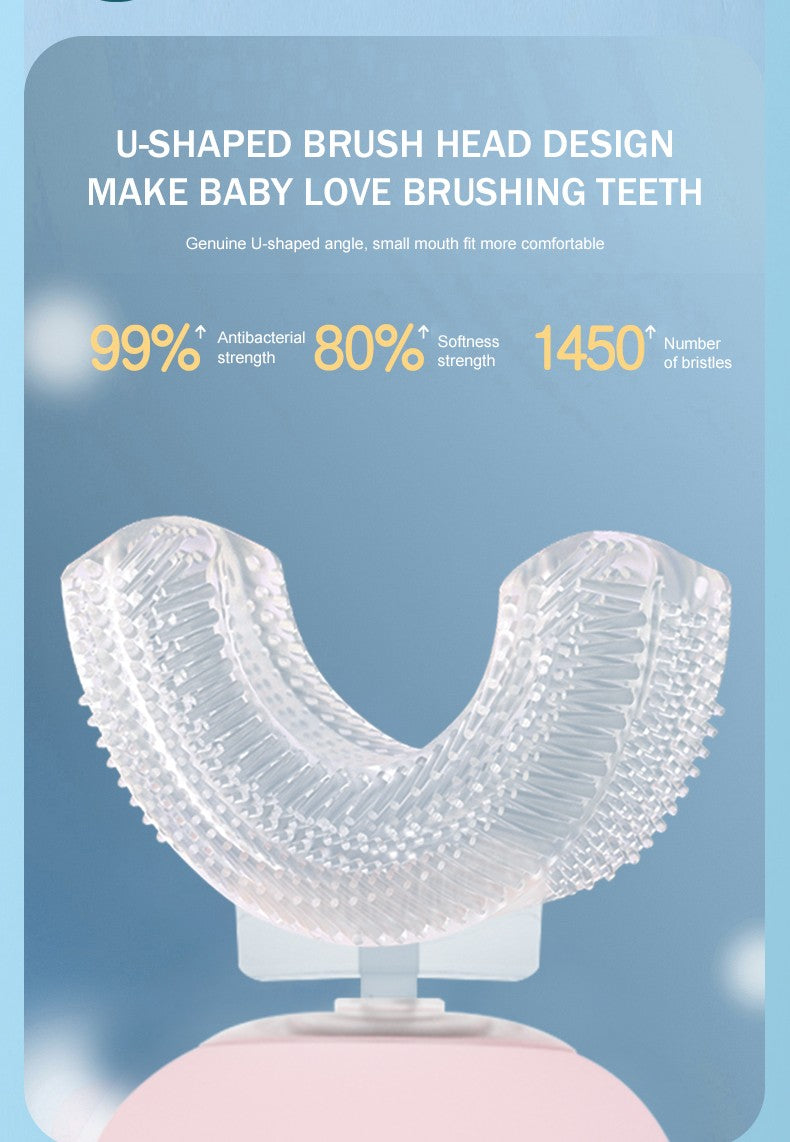 Cepillo de dientes eléctrico en forma de U para niños, cepillo de dientes sónico