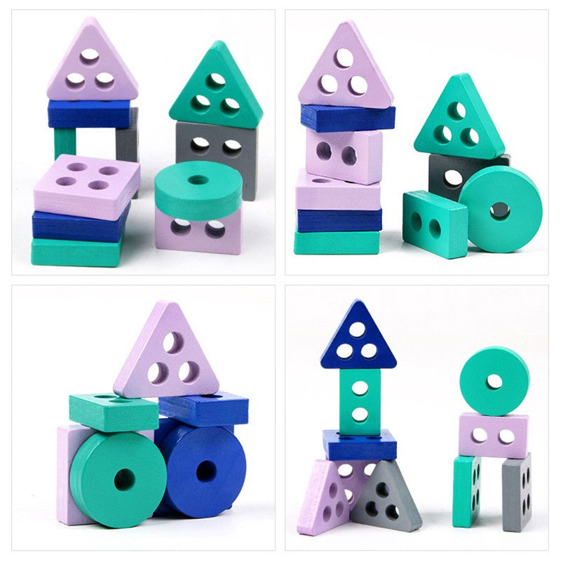 Juguete Montessori, bloques de construcción de madera, juguetes educativos de Ap