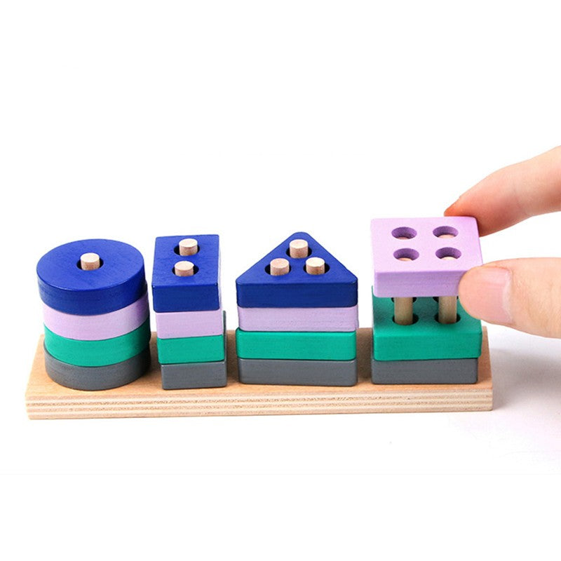 Juguete Montessori, bloques de construcción de madera, juguetes educativos de Ap
