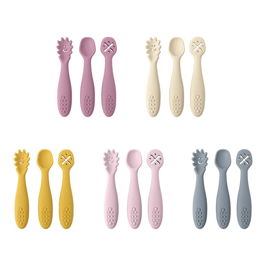 Set de 3 Cucharas de Silicona para Aprendizaje del Bebé | Alimentación BLW