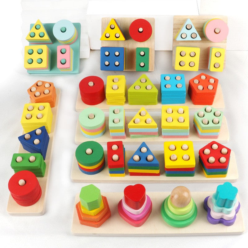Juguete Montessori, bloques de construcción de madera, juguetes educativos de Ap