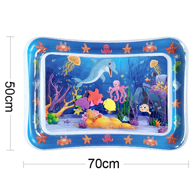 Tapete inflable de agua para estimular el desarrollo sensorial y motor del bebé. Ideal para tummy time, fácil de usar y de limpiar.