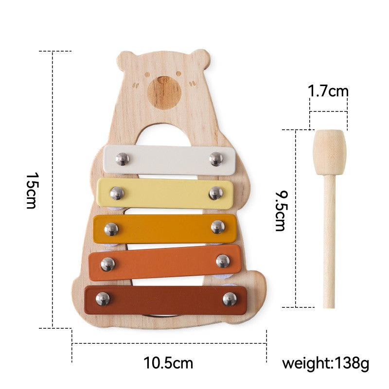 Juguete de Madera Montessori, Xilófono Multicolor, Cuentas de Campana, Tambor, I