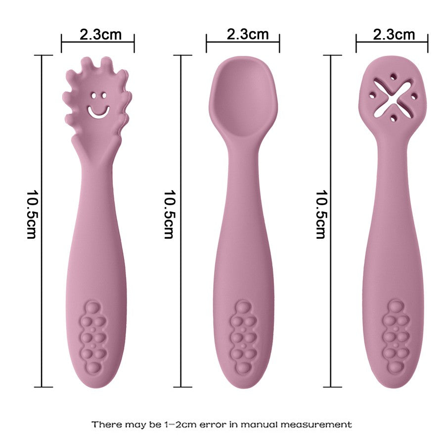 Set de 3 Cucharas de Silicona para Aprendizaje del Bebé | Alimentación BLW