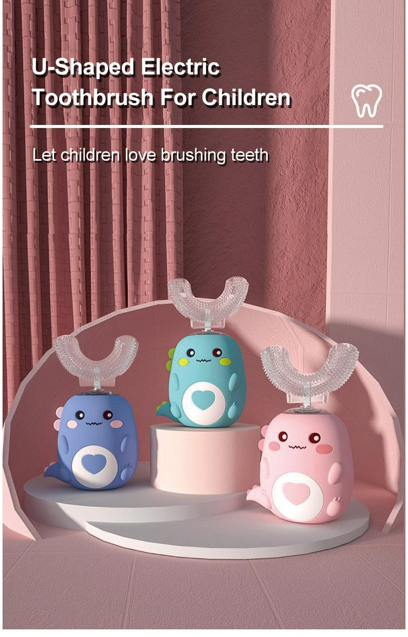 Cepillo de dientes eléctrico en forma de U para niños, cepillo de dientes sónico