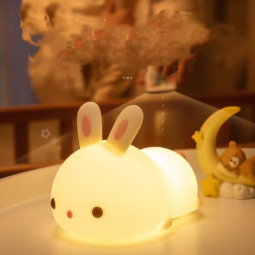 Lámpara nocturna LED de conejito recargable con sensor táctil