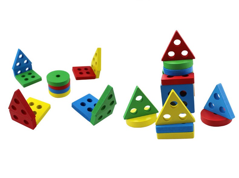 Juguete Montessori, bloques de construcción de madera, juguetes educativos de Ap
