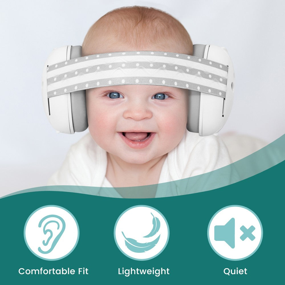 Orejeras para bebés con diadema elástica, orejeras para bebés ideales para vuelo