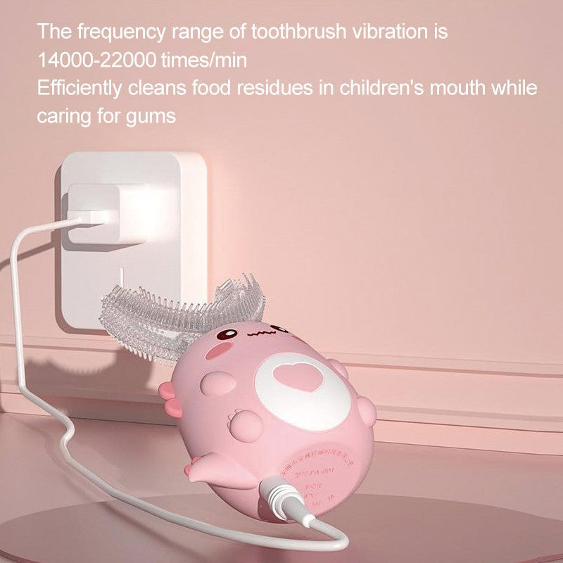 Cepillo de dientes eléctrico en forma de U para niños, cepillo de dientes sónico