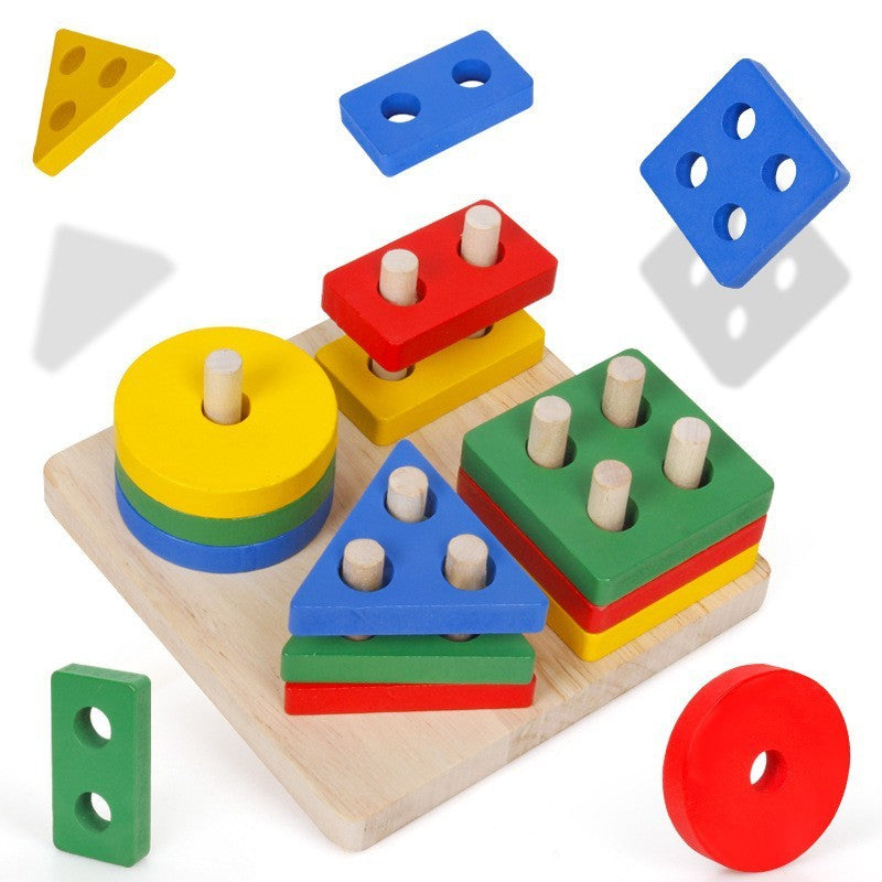 Juguete Montessori, bloques de construcción de madera, juguetes educativos de Ap
