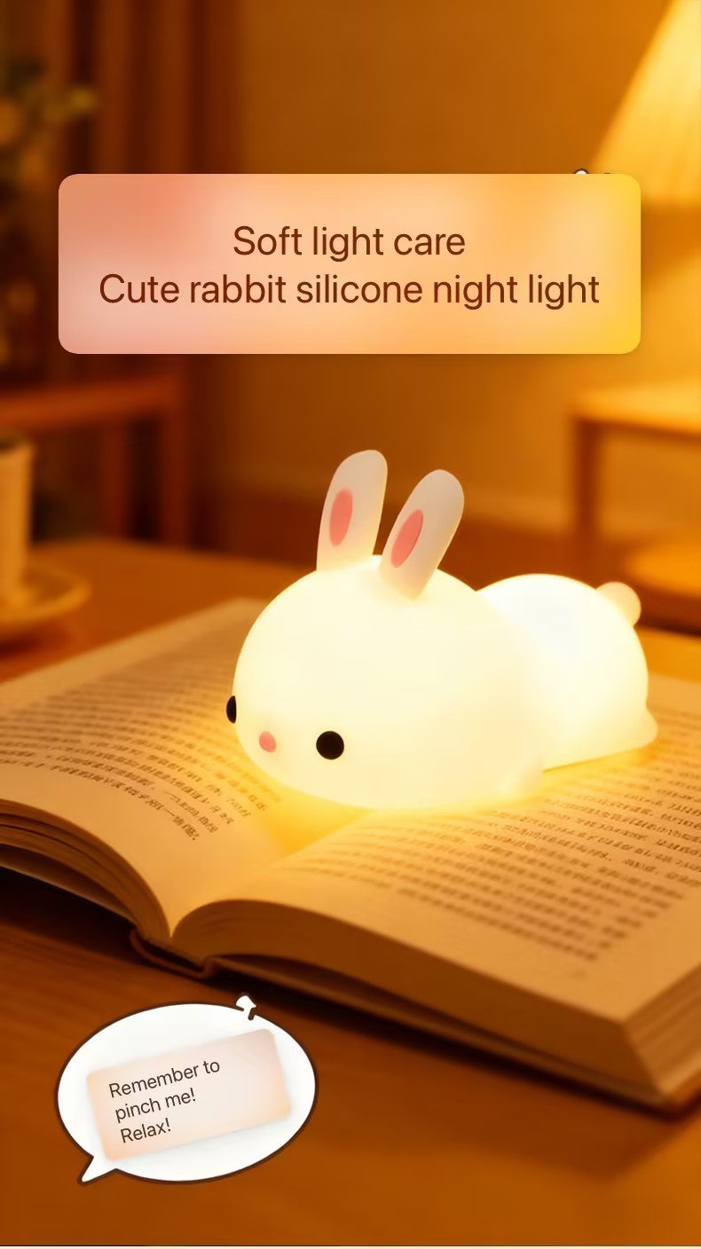 Lámpara nocturna LED de conejito recargable con sensor táctil